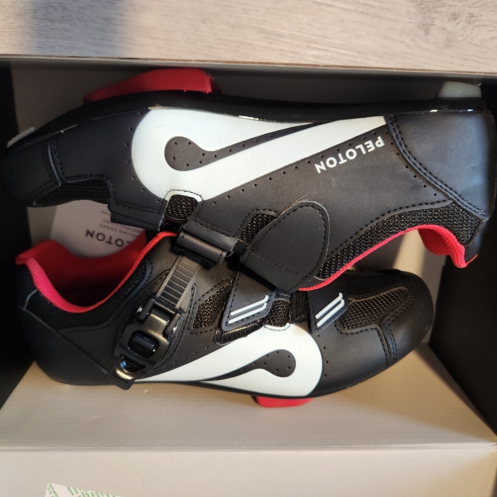 Women's Peloton Cycling Bike Shoes - Black and Red